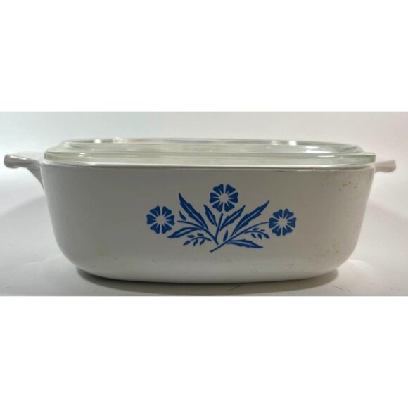 Vtg CorningWare 1Qt Casserole Dish + Lid Cornflower USA '60s - Picture 8 of 8